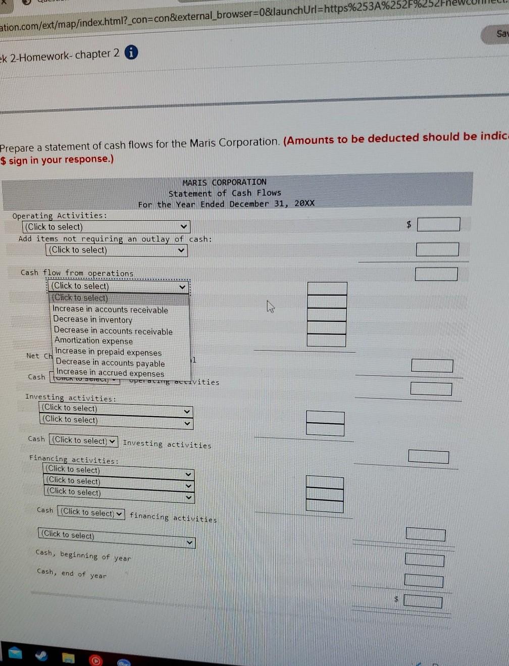 Maris Corporation Income Statement Year Ended December 31, 20XX Sales Cost of