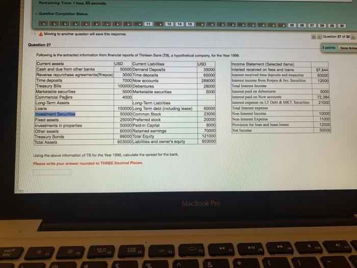  Ramaining Timer 1 hour, 55 seconde Question Completion INTESTO 11 Moving