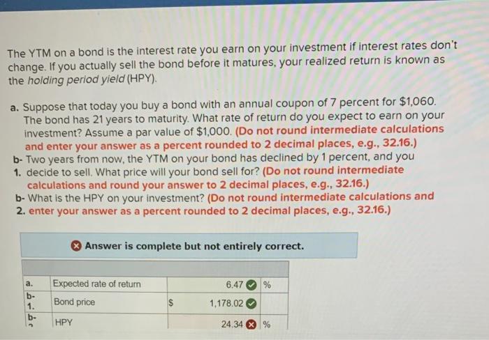  Please answer and explain part C please thank you The YTM