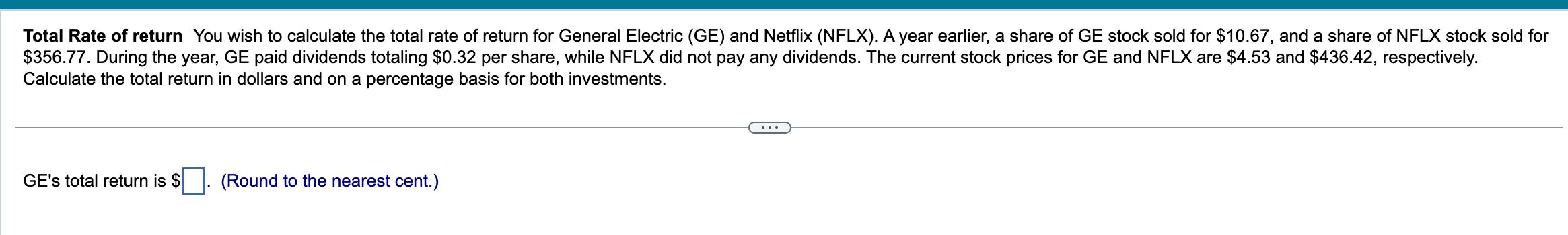 1, 4 parts A. GE total return B. total return on NFLX