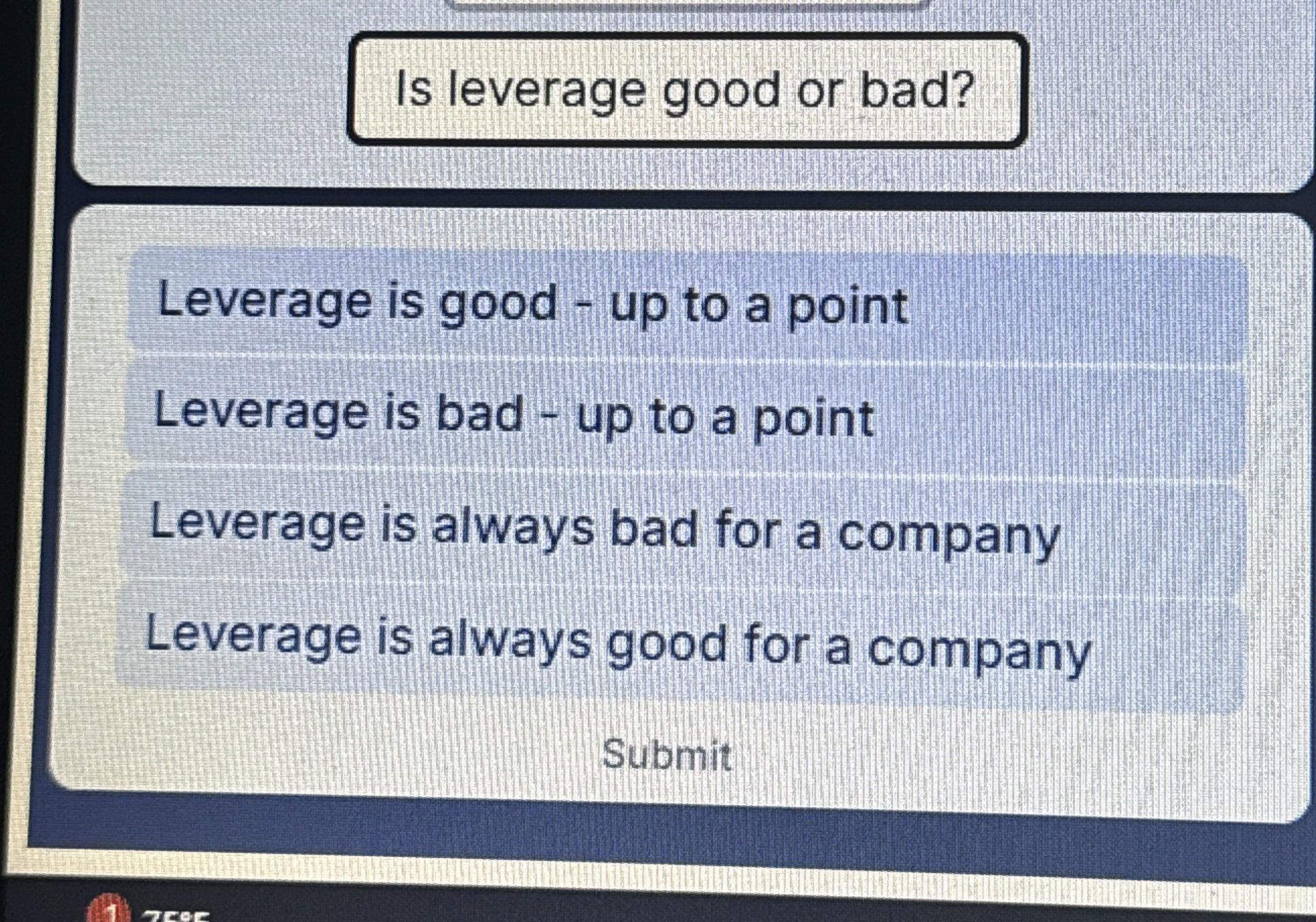  Is leverage good or bad? Leverage is good - up to