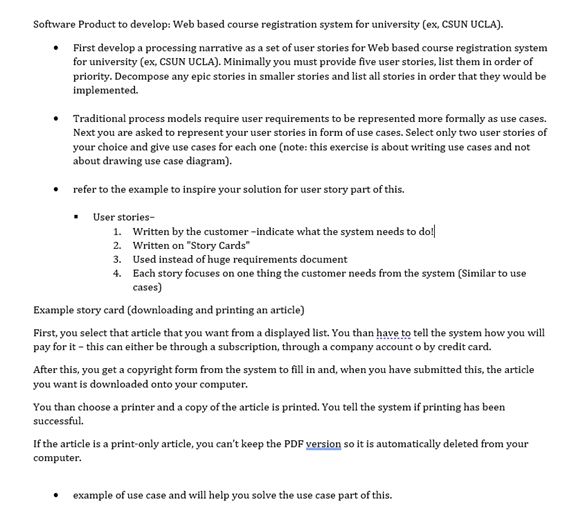  Software Product to develop: Web based course registration system for university