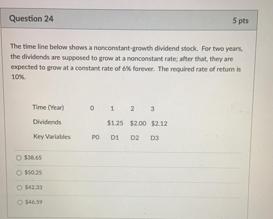 Give perfect answer Question 24 5 pts The time line below