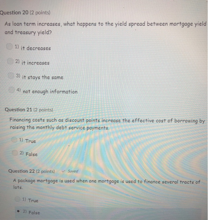  Can someone help me? Question 20 (2 points) As loan term