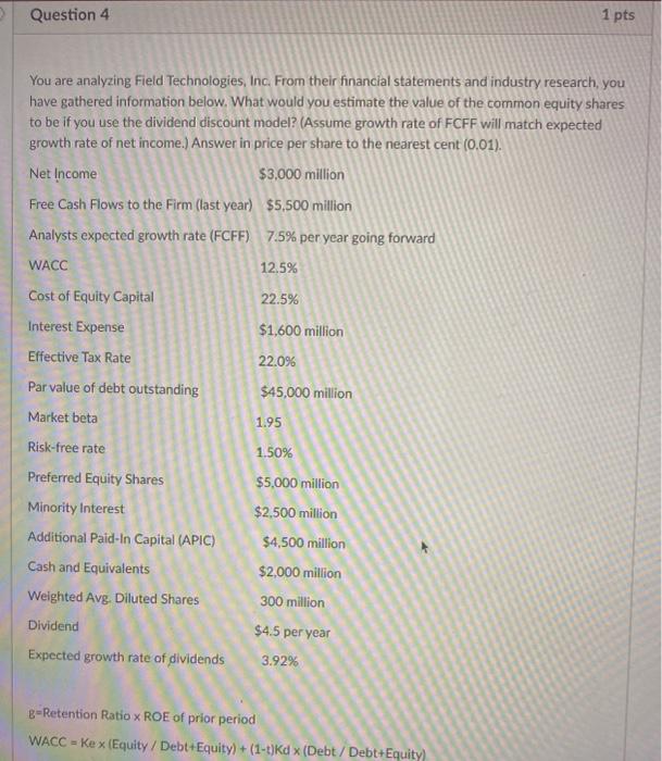to be using a perpetuity growth model for FCFF? Answer in price