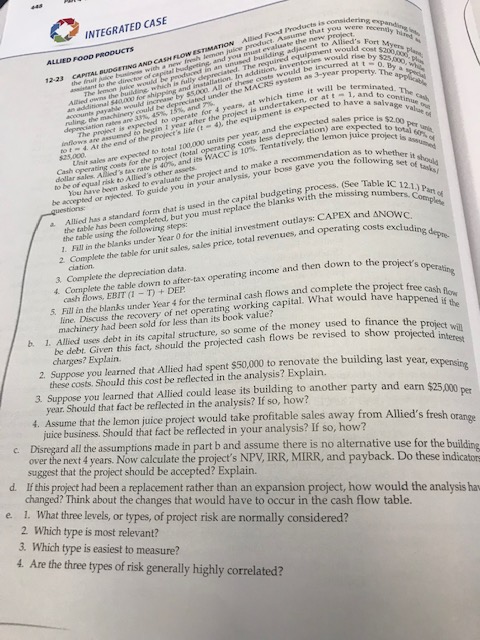  Problems a-g. Showing excel functions where relevant. t INTEGRATED CASE considering