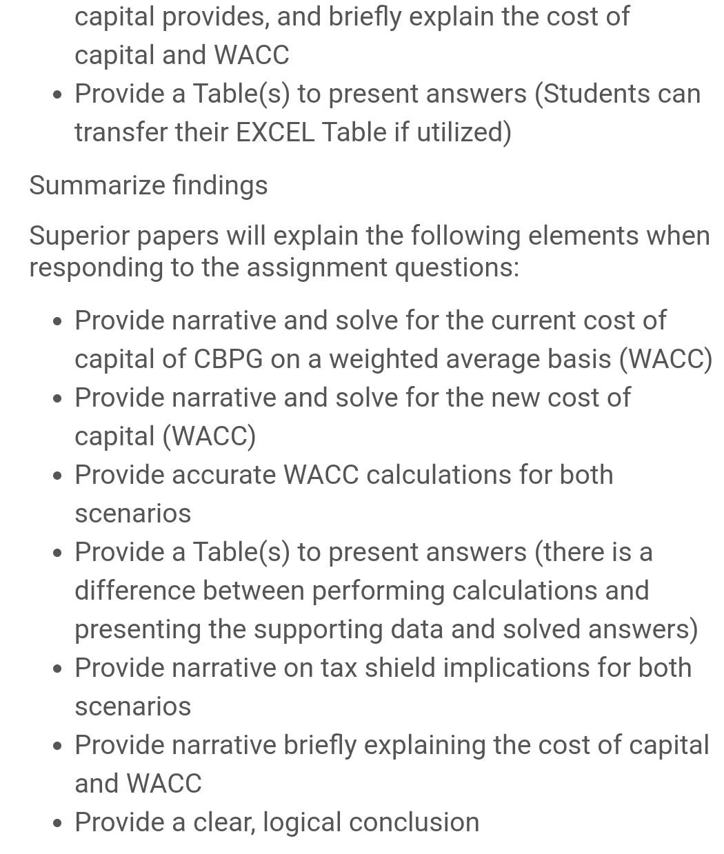 performing calculations and presenting the supporting data and solved answers) Case Study: