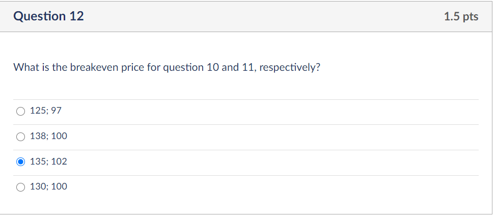 option with an exercise price of $120 and put premium of $5.