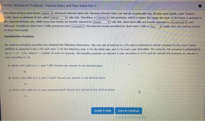  h05/06: Homework Problems - Interest Rates and Time Value Part II