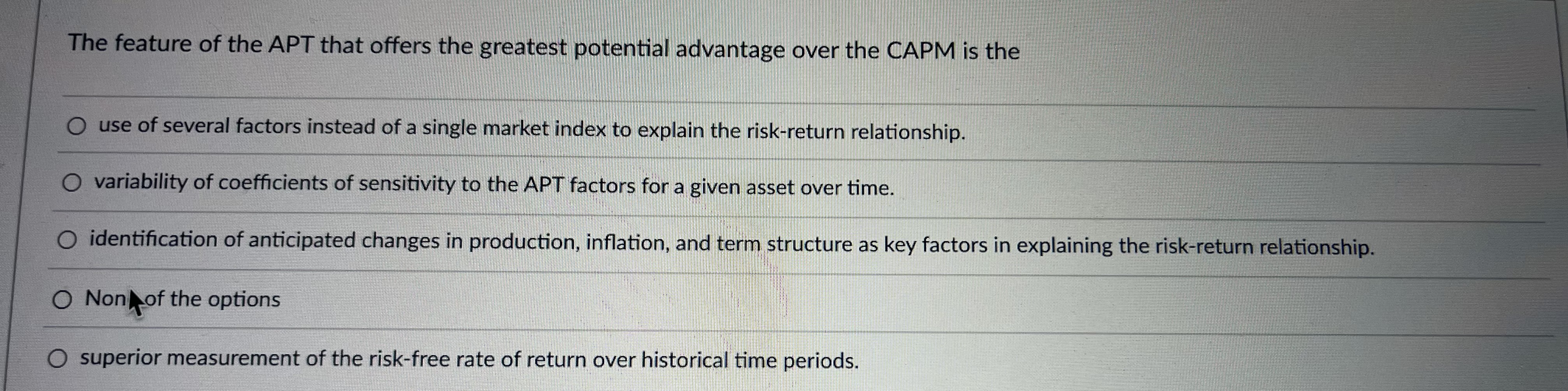 1.0 and an expected return of 16%. Portfolio B has a beta