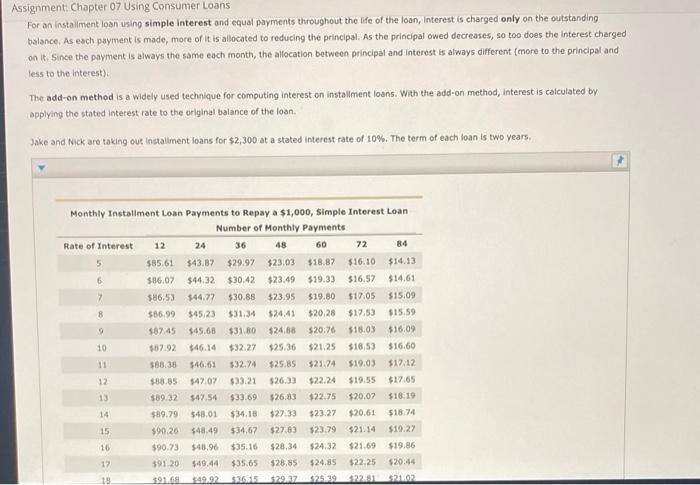  the last option for the last question is "Nick, whose loan