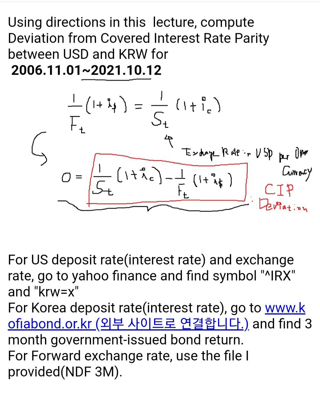 Hello, I calculated the deviation in covered interest rate parity between the