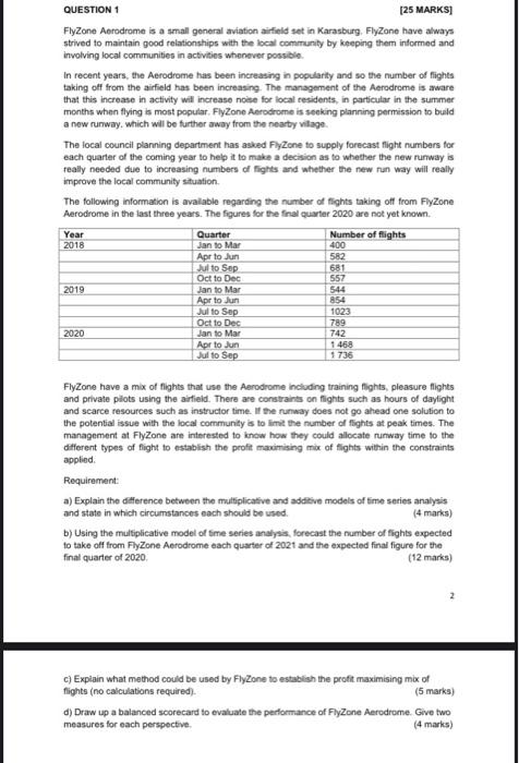  QUESTION 1 (25 MARKS FlyZone Aerodrome is a small general aviation