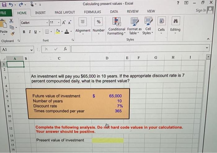  ? - x 10 S. Calculating present values - Excel FORMULAS
