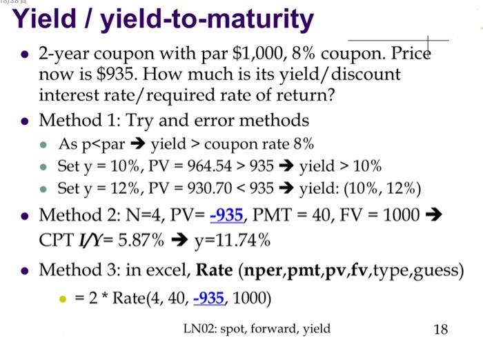 discount factors for years 0.5 to 2.5. (ppt #4~6 in LN02) c.
