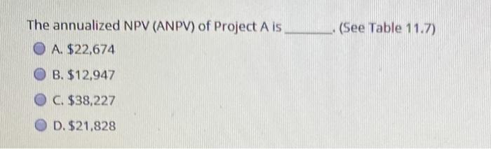 B. The relevant cash flows for each project are given in the
