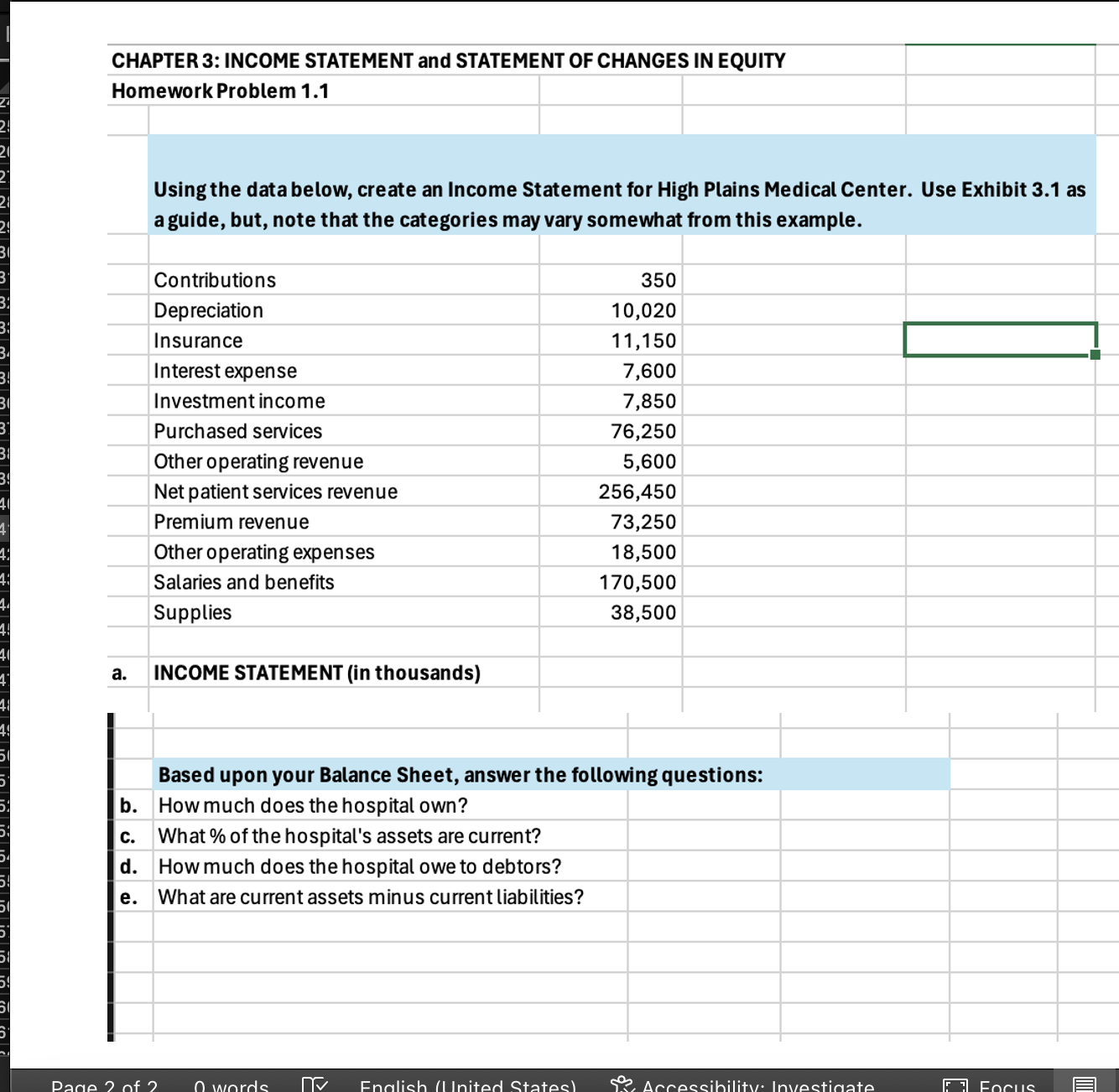  CHAPTER 3: INCOME STATEMENT and STATEMENT OF CHANGES IN EQUITY Homework