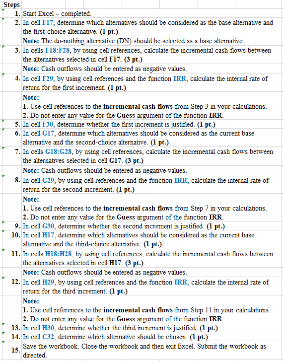 estimated cash flows for each alternative are given next. The MARR is