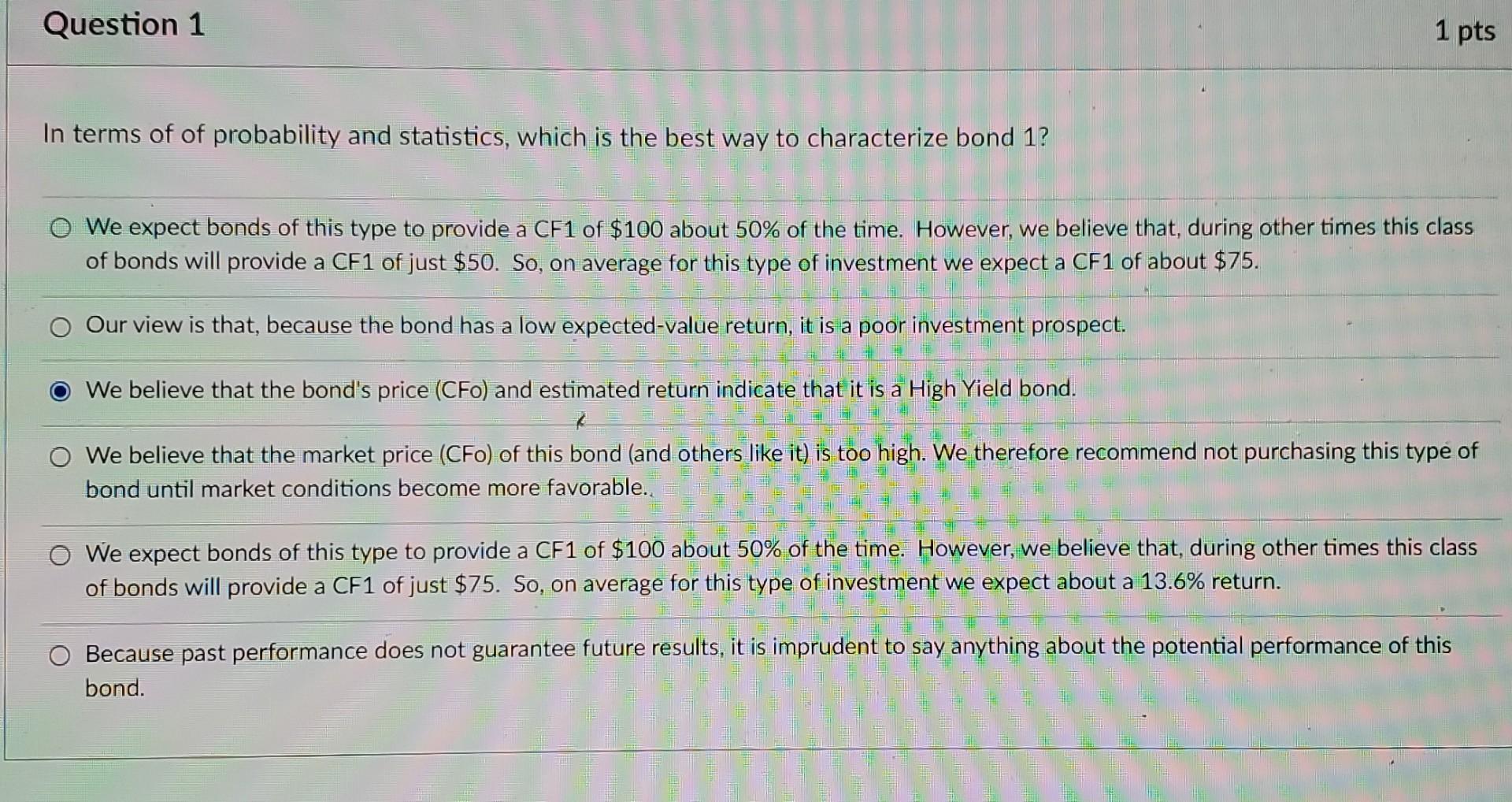 boss' unfinished analysis of some zero coupon bonds, as shown in the