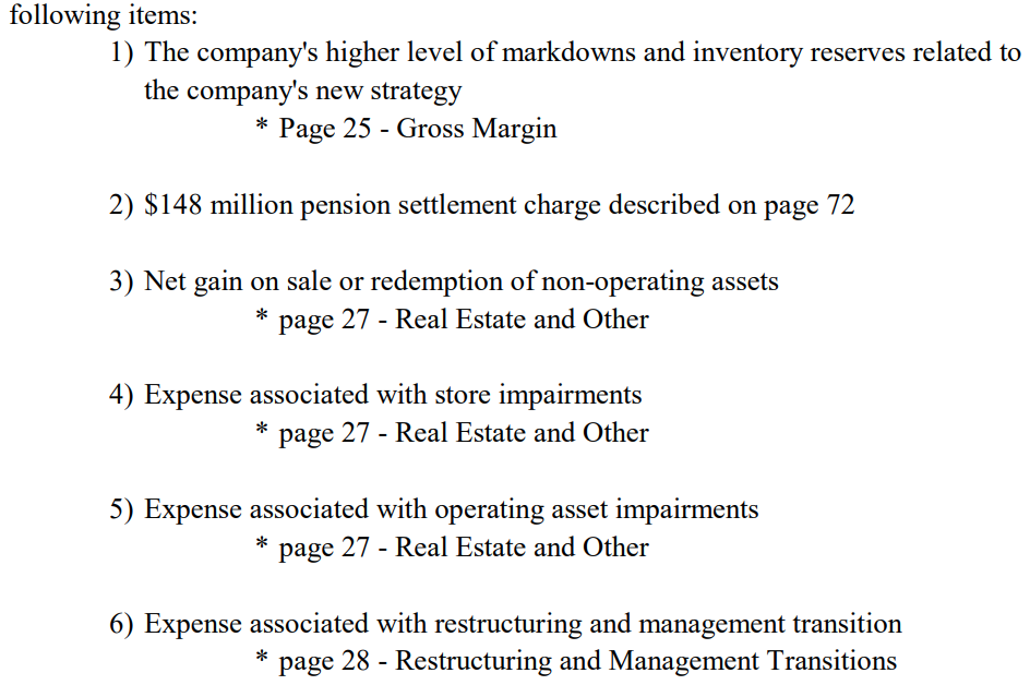 the Word document posted on BlackBoard, "adjusting for non-recurring items" will help
