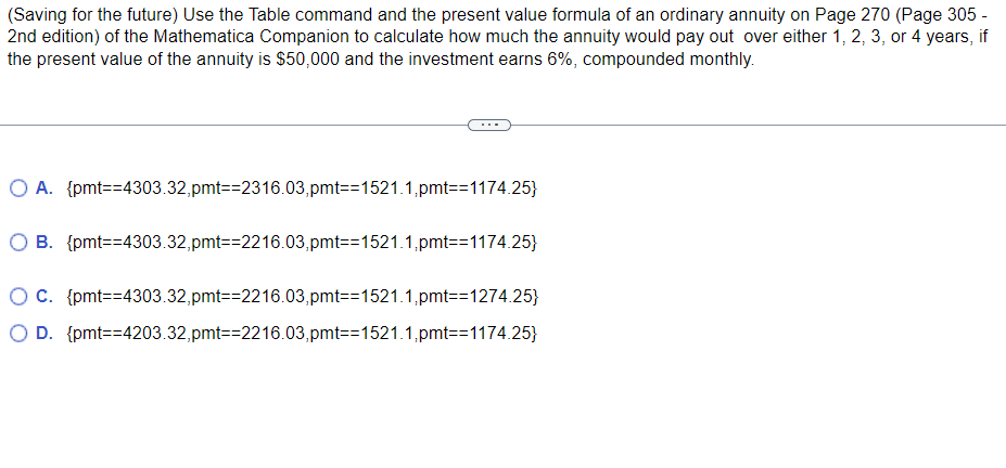  (Saving for the future) Use the Table command and the present