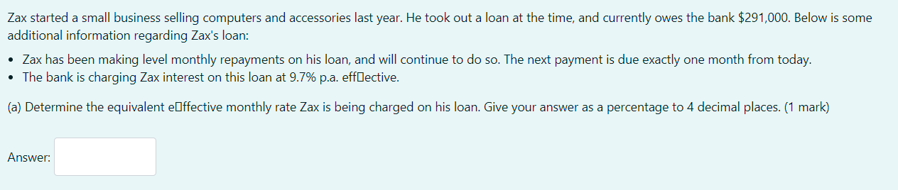 How would I got about this using excel? Zax started a small