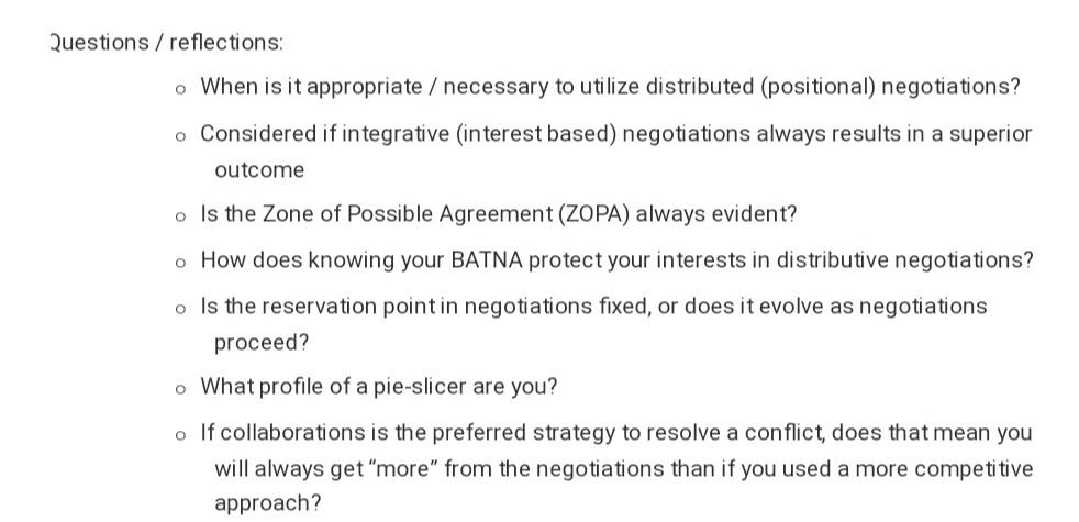  Questions / reflections: o When is it appropriate / necessary to