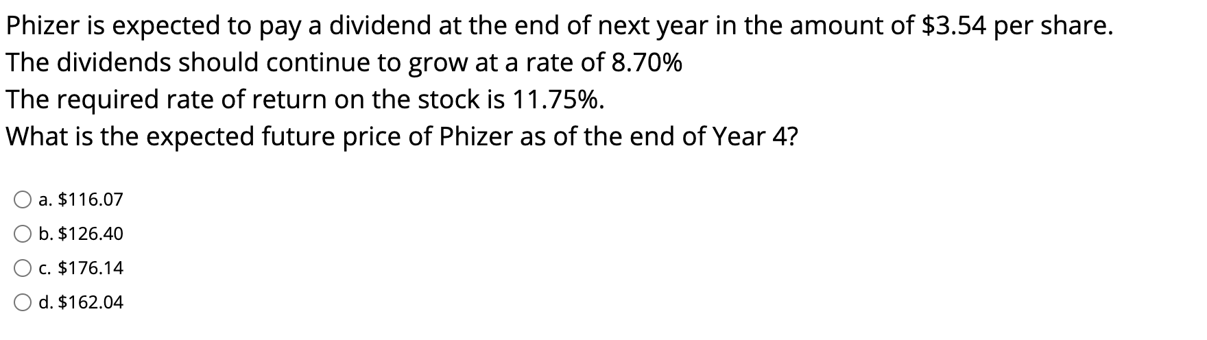  Phizer is expected to pay a dividend at the end of