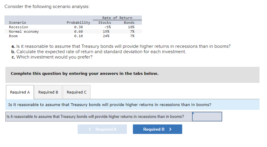 3 Consider the following scenario analysis: a. Is it reasonable to assume
