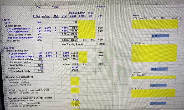  please include cell references E G R H Par Years 15