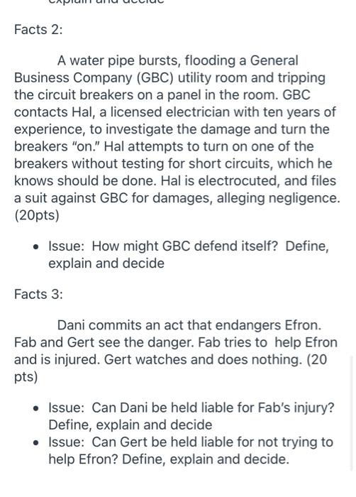 law to each issue in question of each facts of each Problem.