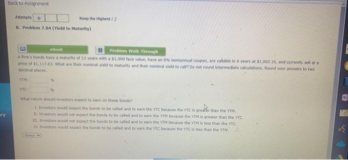  Back to Assignment Attorps Keep the Highest / 2 8. Problem