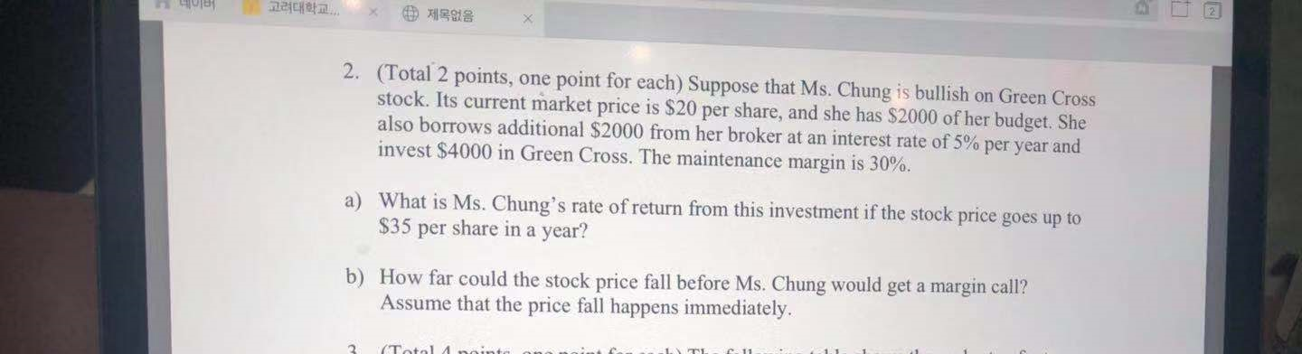  .. 2. (Total 2 points, one point for each) Suppose that