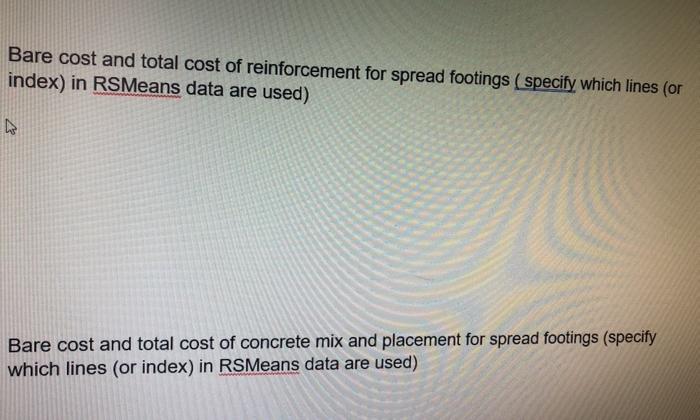 forms (used four times) Quantity: 40 spread footings Reinforcement: Shown in the