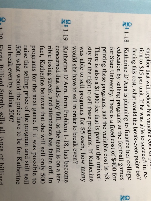  Please answer 1-19. Information from 1-18 is needed. supplier that will