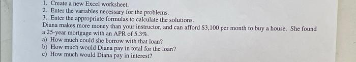 Show Formulas for all 3 on excel! 1. Create a new Excel