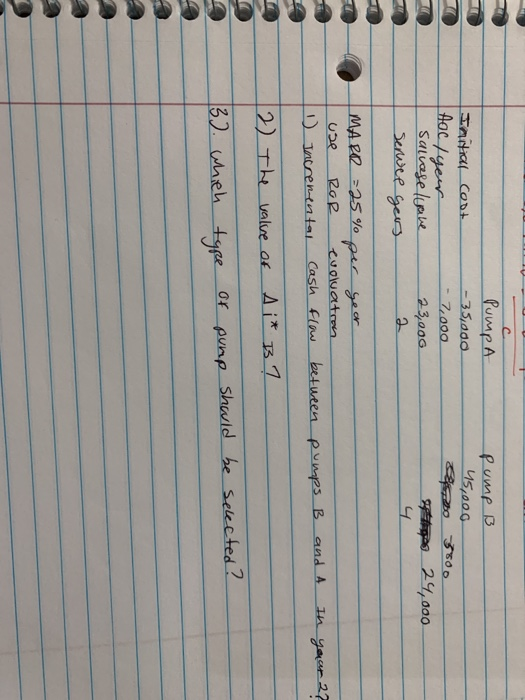  Pump B 45,000 Initial cost Aoc / your I salvase luane