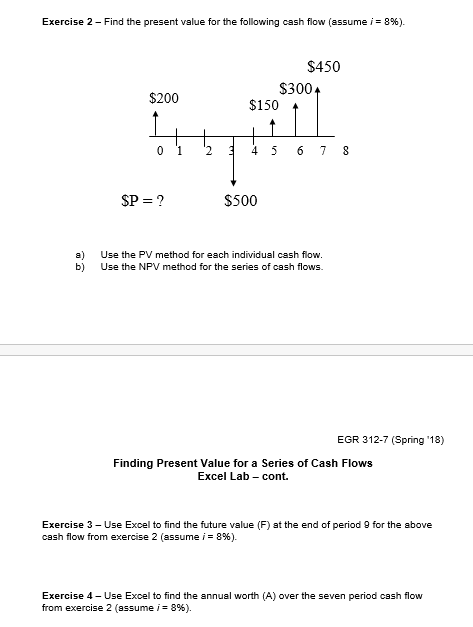  Exercise 2-Find the present value for the following cash flow (assume