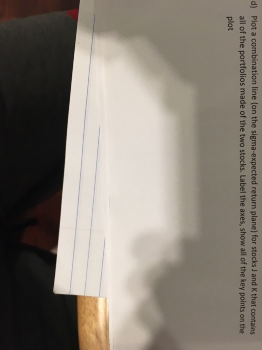  Plot a combination line (on the sigma-expected return plane) for stocks