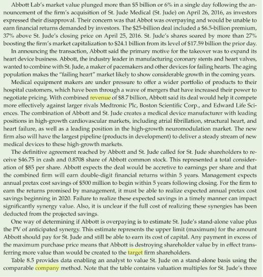 Hello, Using the information below, please answer question 7: Abbott Lab's market