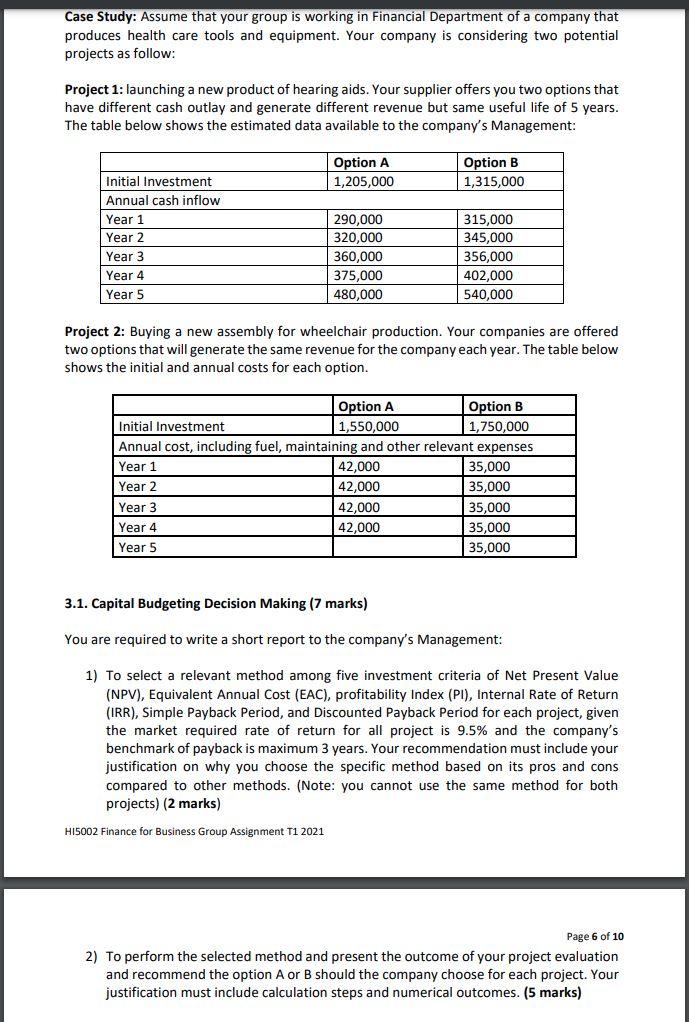 Case Study: Assume that your group is working in Financial Department