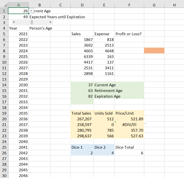 Task 1 D6:D12 contains various companies' Sales figures while E6:E12 contains