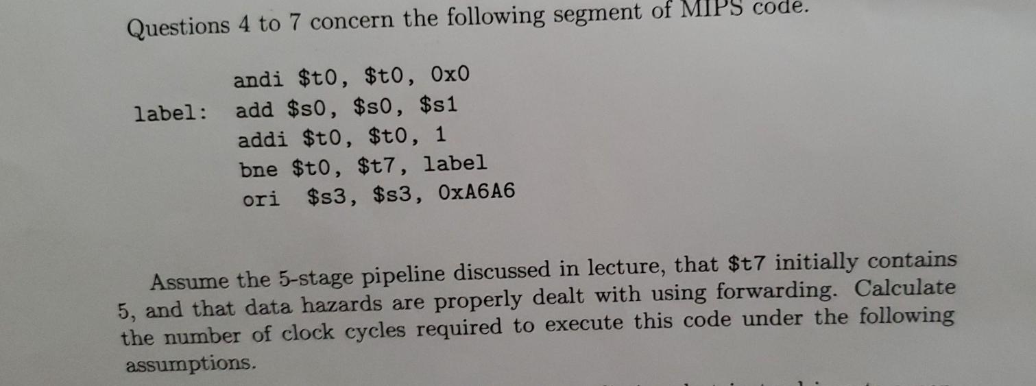  Draw a figure like this: Questions 4 to 7 concern the