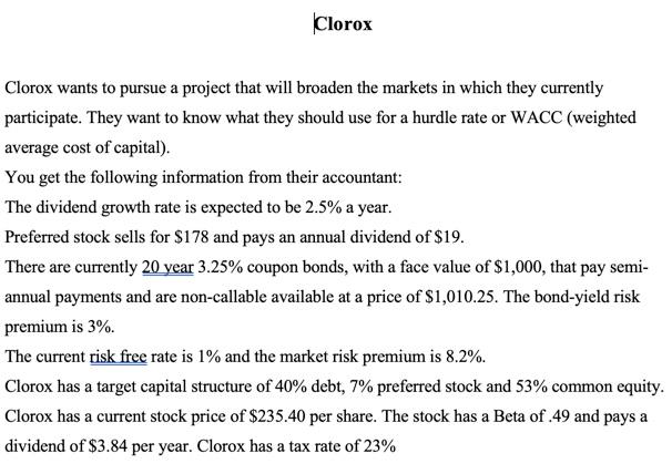  Using the data given for Clorox, what is the full year