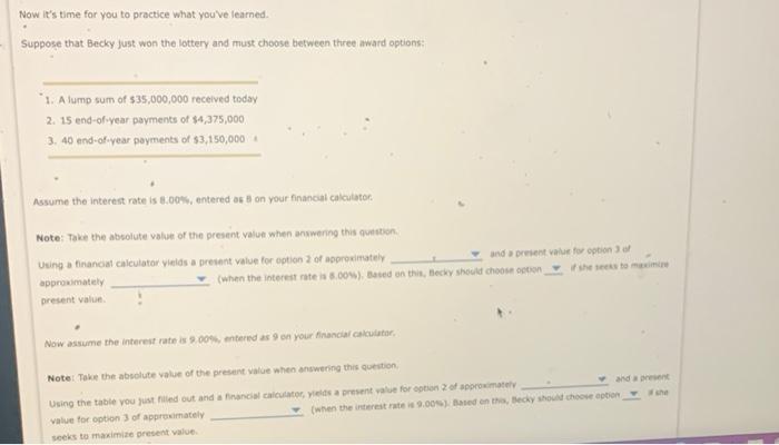  Now it's time for you to practice what you've learned. Suppose