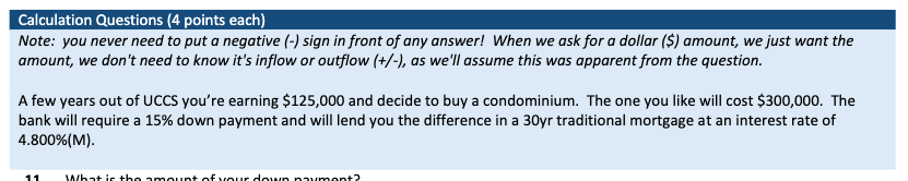 NEED 30,31,32,33 PLEASE Calculation Questions (4 points each) Note: you never need