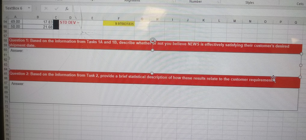  Number Cells TextBox 6 O PQ D STD DEV 17.83 E