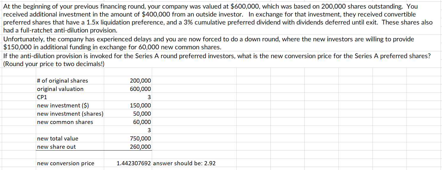 note: correct answer shows 2.92. Please show me work so that I