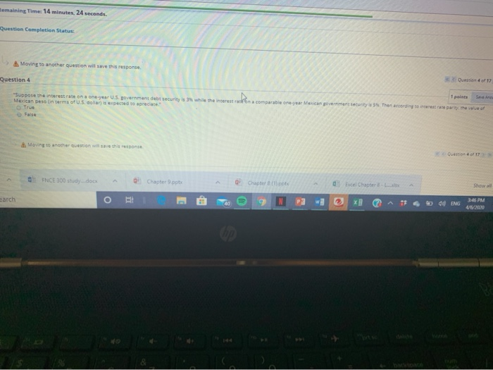  emaining Time: 14 minutes, 24 seconds. Question Completion Status Moving to