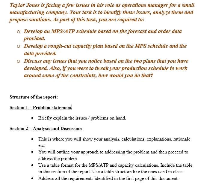 for a small manufacturing company that specialized in a line of assemble-to-